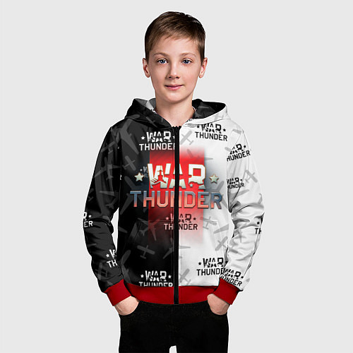 Детская толстовка на молнии WAR THUNDER ВАР ТАНДЕР / 3D-Красный – фото 3