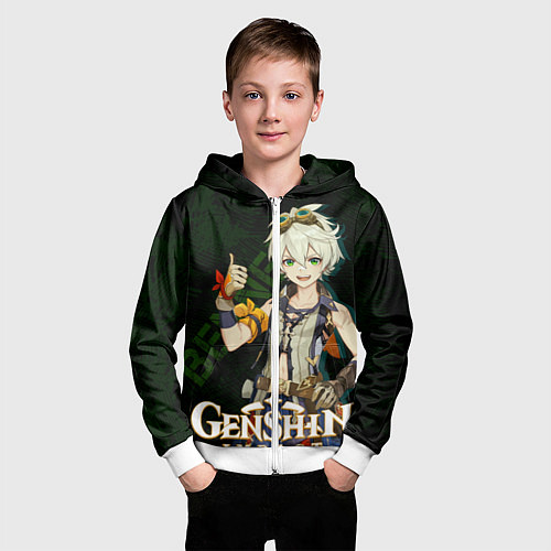Детская толстовка на молнии Беннетт Genshin Impact / 3D-Белый – фото 3