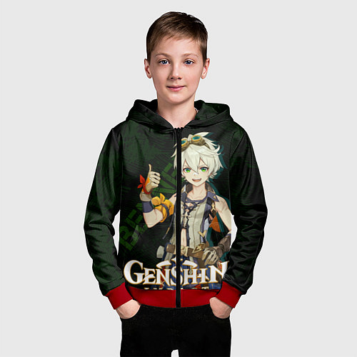 Детская толстовка на молнии Беннетт Genshin Impact / 3D-Красный – фото 3