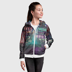 Толстовка на молнии детская Neon Tokyo, цвет: 3D-белый — фото 2