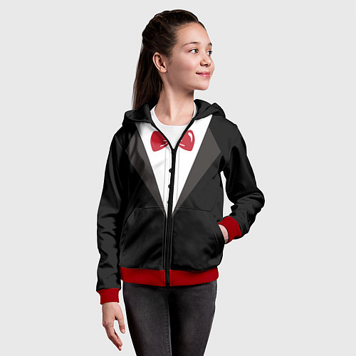 Детская толстовка на молнии Смокинг / 3D-Красный – фото 4