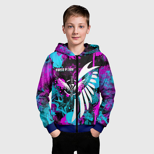 Детская толстовка на молнии FREE FIRE NEON / 3D-Синий – фото 3
