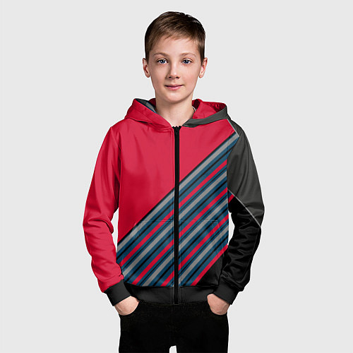 Детская толстовка на молнии Абстрактный асимметричный / 3D-Черный – фото 3