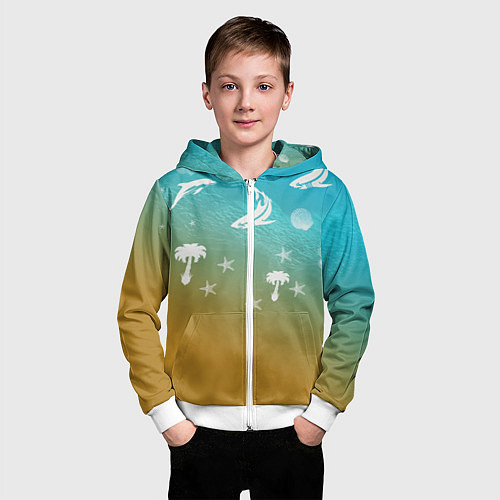 Детская толстовка на молнии Морское ассорти / 3D-Белый – фото 3