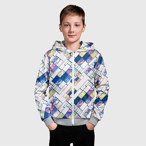 Детская толстовка на молнии Этнический узор пэчворк / 3D-Меланж – фото 3