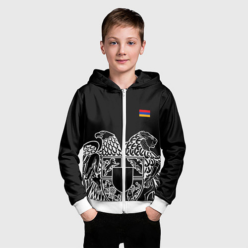 Детская толстовка на молнии Герб Армении и флаг / 3D-Белый – фото 3