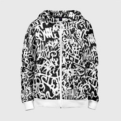 Детская толстовка на молнии Graffiti white on black