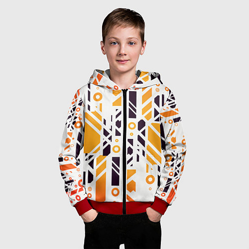 Детская толстовка на молнии Абстракция маршрут / 3D-Красный – фото 3