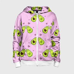 Толстовка на молнии детская Любовь Авокадиков, цвет: 3D-белый