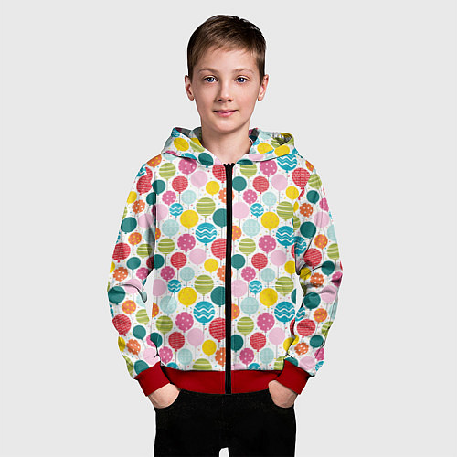 Детская толстовка на молнии Праздник / 3D-Красный – фото 3