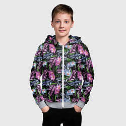 Толстовка на молнии детская Чудесные фрезии на черном, цвет: 3D-меланж — фото 2