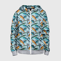 Толстовка на молнии детская Воблеры, цвет: 3D-меланж