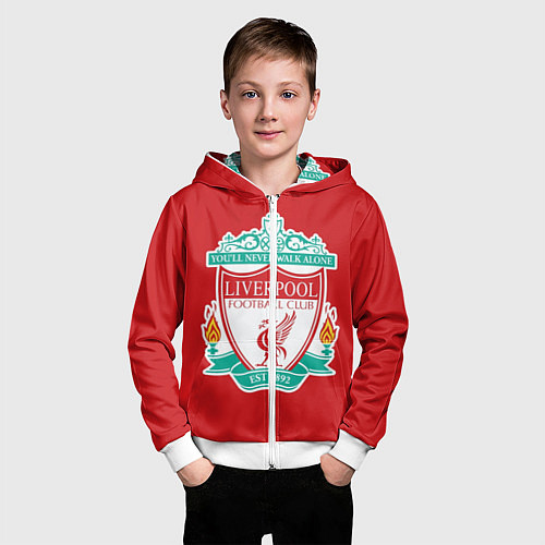Детская толстовка на молнии F C LIVERPOOL / 3D-Белый – фото 3