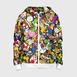 Толстовка на молнии детская Mario ALLSTARS, цвет: 3D-белый