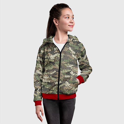 Детская толстовка на молнии Именной камуфляж Миша / 3D-Красный – фото 4