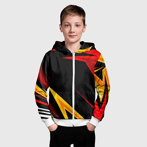 Детская толстовка на молнии Уникальные линии / 3D-Белый – фото 3