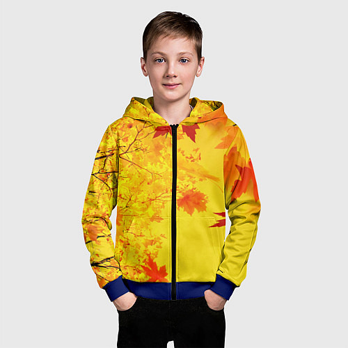 Детская толстовка на молнии ОСЕННИЕ ЦВЕТА ЗОЛОТАЯ ОСЕНЬ / 3D-Синий – фото 3