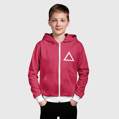 Детская толстовка на молнии Треугольник / 3D-Белый – фото 3