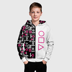 Толстовка на молнии детская Игра в кальмара: Стражи, цвет: 3D-белый — фото 2