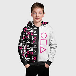 Толстовка на молнии детская Игра в кальмара: Стражи, цвет: 3D-черный — фото 2