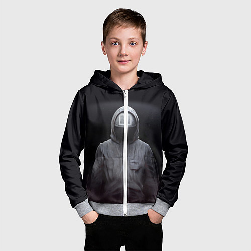 Детская толстовка на молнии ИГРА В КАЛЬМАРА СОТРУДНИК КВАДРАТ / 3D-Меланж – фото 3