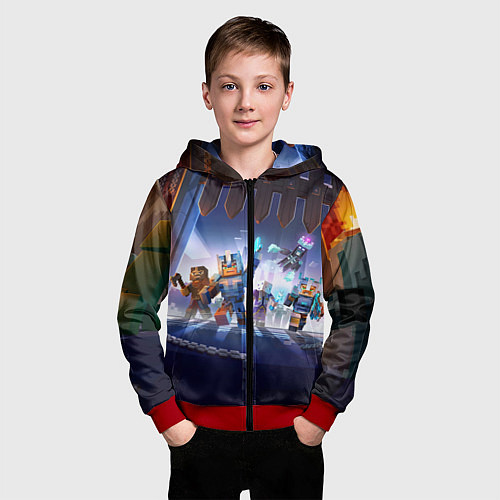 Детская толстовка на молнии MINECRAFT АРМИЯ КРИПЕРОВ / 3D-Красный – фото 3