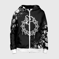 Толстовка на молнии детская 7 СМЕРТНЫХ ГРЕХОВ МЕЛОДИАС СИМВОЛ ДРАКОН, цвет: 3D-белый