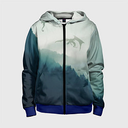 Толстовка на молнии детская ДРАКОНЫ НАД ЛЕСОМ DRAGON, цвет: 3D-синий