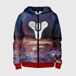 Толстовка на молнии детская ДЕСТИНИ ЗЕМЛЯ ХАБ, СТРАННИК НАД ГОРОДОМ, цвет: 3D-красный