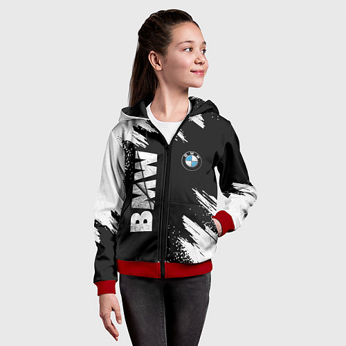 Детская толстовка на молнии BMW GRUNGE БМВ ГРАНЖ / 3D-Красный – фото 4