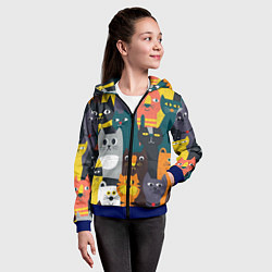 Толстовка на молнии детская Крутые коты, цвет: 3D-синий — фото 2