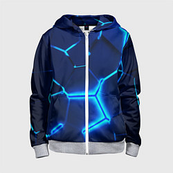 Толстовка на молнии детская 3D ПЛИТЫ NEON STEEL НЕОНОВЫЕ ПЛИТЫ, цвет: 3D-меланж