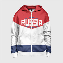 Толстовка на молнии детская Russia, цвет: 3D-белый