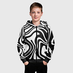 Толстовка на молнии детская Черно-белые полосы Black and white stripes, цвет: 3D-черный — фото 2