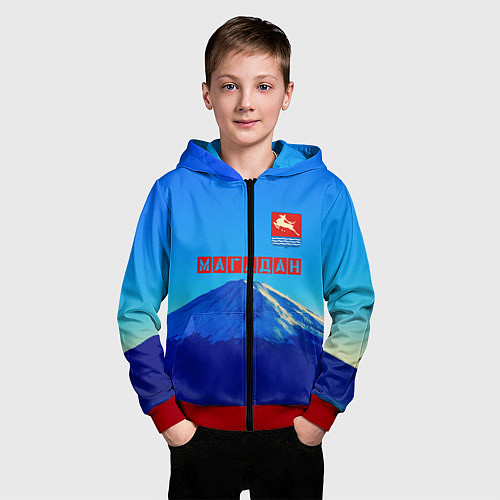 Детская толстовка на молнии Магадан герб / 3D-Красный – фото 3