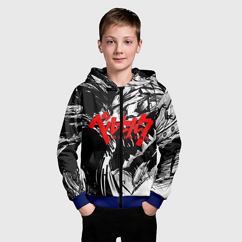 Детская толстовка на молнии БЕРСЕРК РИСУНОК BERSERK / 3D-Синий – фото 3