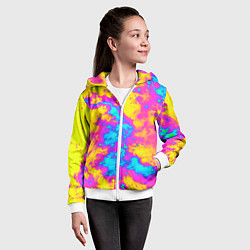 Толстовка на молнии детская Яркая абстракция космических красок, цвет: 3D-белый — фото 2