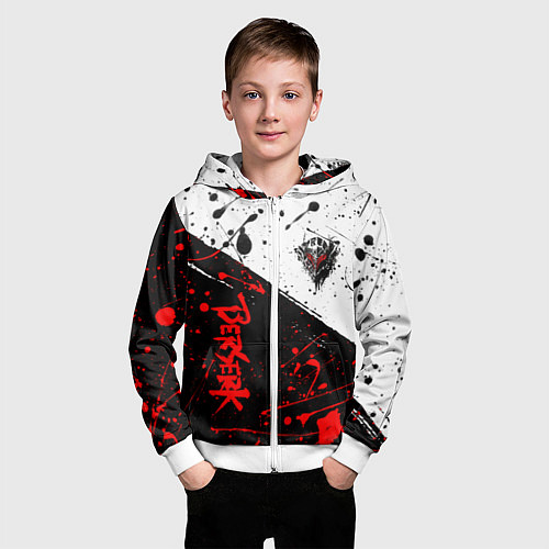 Детская толстовка на молнии Berserk: Черная маска / 3D-Белый – фото 3
