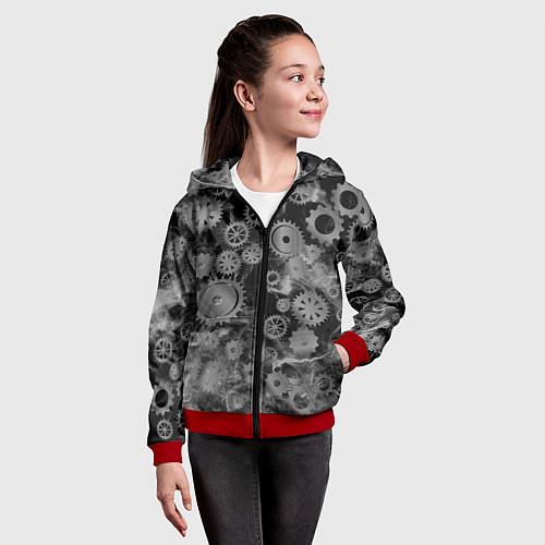 Детская толстовка на молнии Механизм и дым, стимпанк / 3D-Красный – фото 4