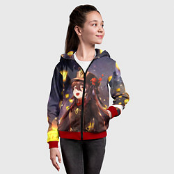 Толстовка на молнии детская Ху Тао Genshin Impact, цвет: 3D-красный — фото 2