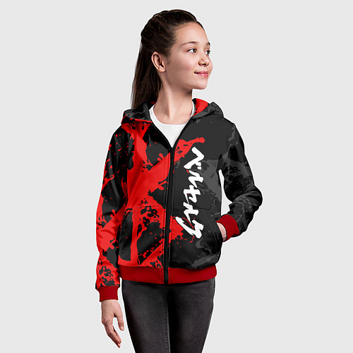 Детская толстовка на молнии БЕРСЕРК КРАСНОЕ КЛЕЙМО ИЕРОЛГИФЫ / 3D-Красный – фото 4