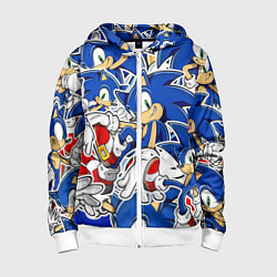 Толстовка на молнии детская SONIC ПАТТЕРН СОНИК, цвет: 3D-белый