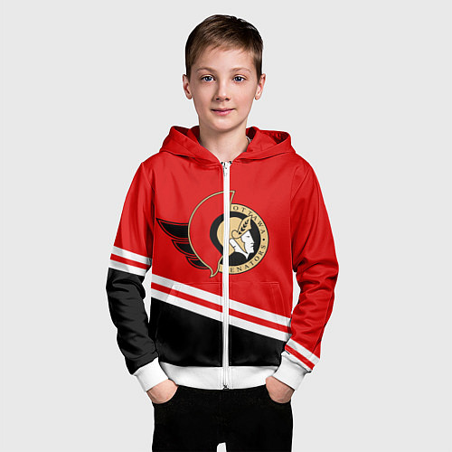 Детская толстовка на молнии Оттава Сенаторз / 3D-Белый – фото 3