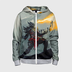 Толстовка на молнии детская Dragonborne is here, цвет: 3D-меланж