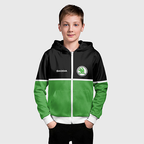 Детская толстовка на молнии Skoda Два цвета / 3D-Белый – фото 3