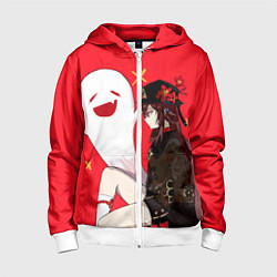 Толстовка на молнии детская Ху Тао Hu Tao Genshin Impact, цвет: 3D-белый