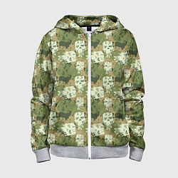 Толстовка на молнии детская Силуэты Черепов камуфляж, цвет: 3D-меланж