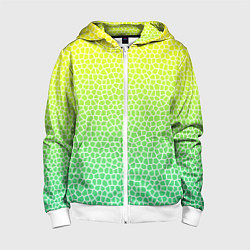 Толстовка на молнии детская Витражная мозаика, цвет: 3D-белый