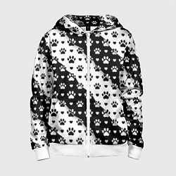 Толстовка на молнии детская Следы от Лап, цвет: 3D-белый