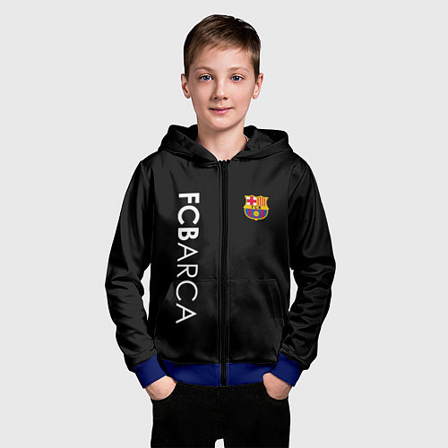 Детская толстовка на молнии FC BARCA BLACK STYLE / 3D-Синий – фото 3